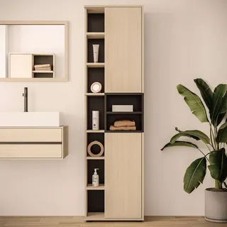 TemaHome Hochschrank »Kube Badschrank, Aufbewahrung, Platzsparend, Höhe 182 cm«, mit offenen Fächern und 2 Türen