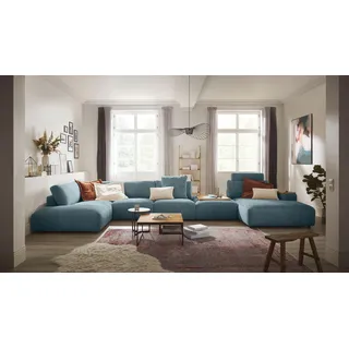 Musterring Wohnlandschaft "Lucia viel Platz, bequem, U-Form" Cord-Bezug, inklusive Kopfstütze, Gesamtbreite 524 cm, petrol