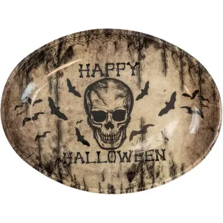 W WIDMANN MILANO Party Fashion - Totenkopf Schale 40 x 30,5 cm | Happy Halloween Motiv, Partygeschirr aus PP, für Snacks und Süßigkeiten, Fledermaus-Dekor, Servieren und Dekorieren