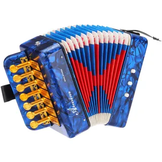 QUARKZMAN Akkordeon, 10-Tasten-Bass-Ziehharmonika Mini-Musikinstrument Leichtgewicht für Erwachsene Anfänger Bildung, Marineblau