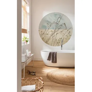 KOMAR DOT runde und selbstklebende Vlies Fototapete - Gazon - Ø Durchmesser 125 cm - Gras, Sommer, Tapete, Wandtattoo, Schlafzimmer, Wohnzimmer, Wanddeko - D1-098