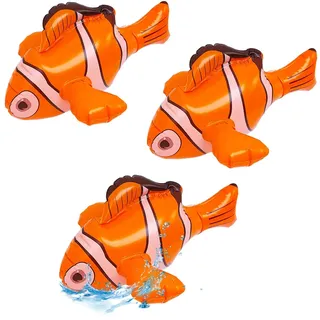 SAIIURV 3 Stück Aufblasbare Clownfische, Aufblasbare Schwimmtier Kinder, Wassertiere Aufblasbar, Aufblasbarer Tropischer Fisch, Schwimmtiere für den Pool Strand Schwimmbad 27CM (3 Stück)