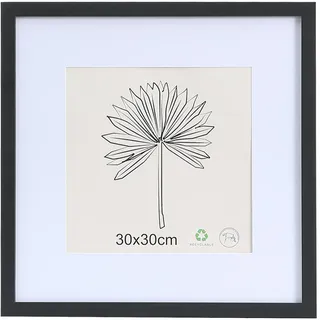 LYYYYX Bilderrahmen 30x30cm mit Passepartout Fotorahmen Schwarz mit Acrylglas zum Senkrechten Oder Waagerechten Aufhängen Bilderrahmen für Fotos, Poster, Puzzles 1er Set