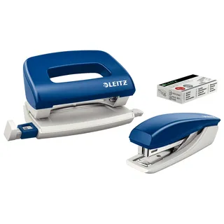 Leitz Locher und Heftgeräte Set NeXXt 5058 und 5517 Mini blau mit Prämie nach Registrierung
