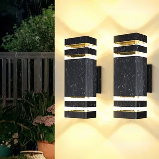 2 Stück LED Wandleuchte Wandlampe aussen,3000K Außenlampe Aussenlampe Wand,IP65 Up Down Außenleuchte Aussenleuchte,Außenwandleuchte Außenbeleuchtung Hauswand aus Aluminium für Terrasse Haustür,4*GU10