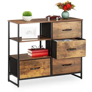 Relaxdays Kommode Industrial 71,5 x 84 x 32,5 cm Braun/Schwarz