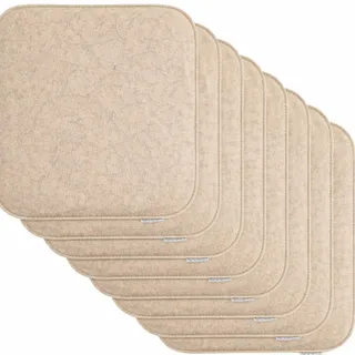 Brandsseller 8er Set Sitzkissen aus Filz 35x35x2 cm – Robuste Stuhlauflagen für innen und außen, eckiges Sitzpolster, strapazierfähiges Kissen für Stühle - Beige