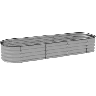 Fortuna Lai Hochbeet Metall Pflanzkasten 195x62x30cm DIY Blumenkasten mit offenem Boden für Garten Balkon Silber - Silber