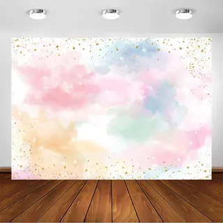 Avezano Regenbogen-Wolken-Hintergrund für Geburtstag, Glitzer, goldene Punkte, Stern, Mädchen, Prinzessin, Fotografie, Neugeborene, Party-Dekoration