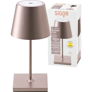 SIGOR Akku-Tischleuchte Nuindie mini 25cm rosegold 2,2W FlexMood 2200K/2700K IP54 Ra85 dimmbar - Gold