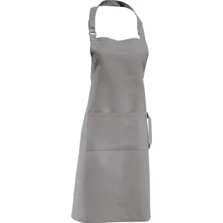 Erwin Müller Koch-Schürze, Küchenschürze Uni 100% Baumwolle grau Größe 72x90 cm - verstellbare Halsschlaufe, mit Aufsatztasche und Bindeband
