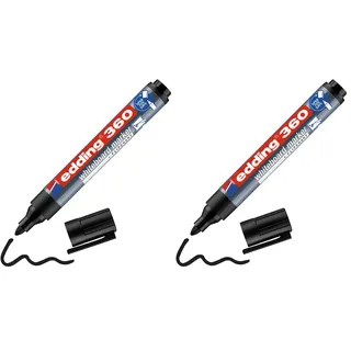 edding 360 Whiteboardmarker - schwarz - 1 Whiteboard Stift - Rundspitze 1,5-3 mm - Boardmarker abwischbar - für Whiteboard, Flipchart, Magnettafel, Pinnwand, Memoboard - Sketchnotes - nachfüllbar