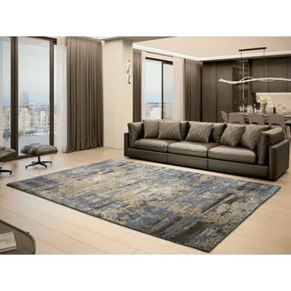 Teppich OCI DIE TEPPICHMARKE "Signature Fusion", hellblau, grau, beige, B:250cm H:4mm L:350cm, Obermaterial: 100% Viskose, Teppiche, Teppich, handgeknüpfter Viskose-Bambus Kurzflor, dezenter Glanz, hochwertig