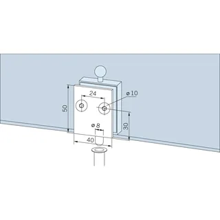 Dorma Glas Feststellriegel (Türfeststeller) mit Bodenbuchse, für 10mm Glasstärke, Glastürbeschlag Alu silber eloxiert