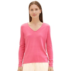 Bild V-Ausschnitt-Pullover, aus Feinstrick, Pink,