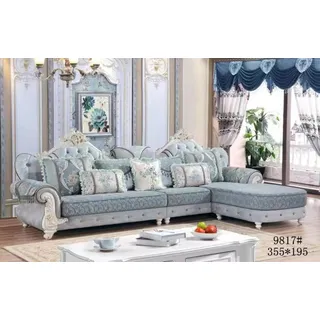 Ecksofa L-Form Textil Luxus Sofa Wohnlandschaft Blau Couchen Möbel - Blau