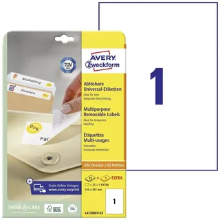 Avery Zweckform Universaletiketten L4735REV-25 Weiß 210,0 x 297,0 mm 30 Blatt