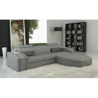 Design Ecken Big Polster Eck Sofa Couch Leder Sofas Garnitur XXL Wohnlandschaft - Grau