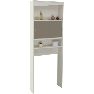 Temahome Click D7 Schrank für Waschmaschine, Holz veredelt, Regal Weiß/Taupe, 177 x 64.3 x 19.2 cm