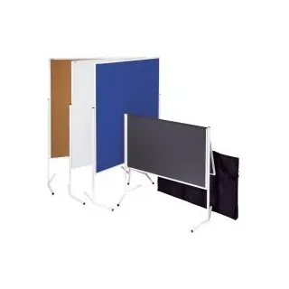 FRANKEN Moderationstafel ECO, doppelseitig, pinnbar, 120 x 150 cm, blau/Filz, klappbar, Pinnwand mit Standbeinen und Rollen, ECO-UMTFG03R