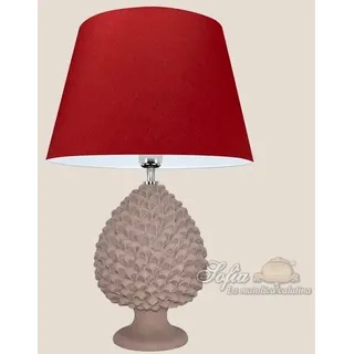 Abatjour Zapfen Beige Matt Keramik Caltagirone Tischleuchte made in Italy