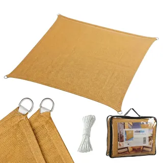 Relaxdays Sonnensegel , Beige , Kunststoff, Metall , 400x400 cm , Sonnenschutz, Sonnenschirme