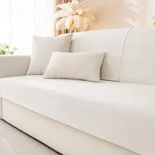 GKXLH Neue wasserdichte Sofa überzug - Weiche Chenille Sofa Sitzkissenbezüge, rutschfeste Sofabezug waschbar 1 2 3 4 Sitzer Couch überzug für Sektionssofa, Sofaüberwürfe L Form (Reis Weiß, 70x70cm)