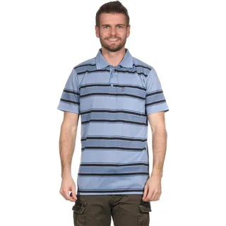 Herren Poloshirt Sommer Polo-Hemd Kurzarm gestreift, Grau-Blau M