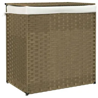 vidaXL Wäschekorb mit 2 Fächern 53x35x57 cm Poly Rattan