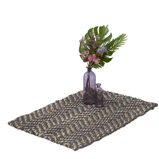 Relaxdays Jute Teppichläufer 60 x 90 cm Grau/Beige