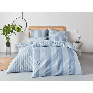 OTTO home Sari Gestreift Baumwolle Blau 135 x 200 cm + 40 x 80 cm