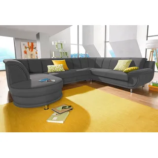TRENDMANUFAKTUR Wohnlandschaft Kunstleder 3-Sitzer Grau