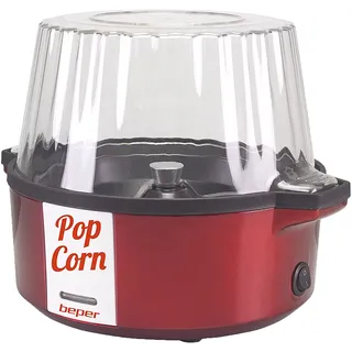 bighouse it BEPER P101CUD050 Popcornmaschine, 700 W, Antihaftbeschichtung, Kochen mit Butter/Öl, drehbarer Schaufel aus Stahl, Deckel verwandelt sich in eine Schale, Löffel im Lieferumfang enthalten, Rot