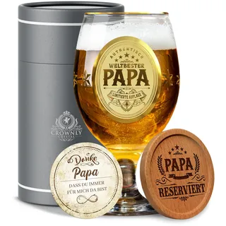 Kies CROWNLY CRYSTAL® Geburtstag Personalisierte Bierglas Mit Gravur für Vater Bester Papa Geschenke