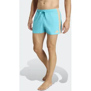 Badeshorts ADIDAS PERFORMANCE "3-STREIFEN 3-INCH", Herren, Gr. S, N-Gr, lucid cyan, lucid orange, Gewirkt, Obermaterial: 100% Polyester, Badehosen Badeshorts