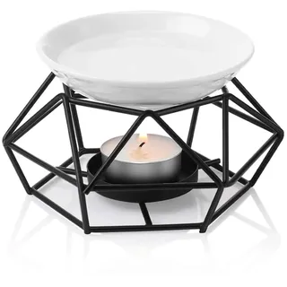 Quixotical Duftlampe, Geometrischer Kerzenhalter & Stövchen für Duftöle, Metallbrenner für ätherische Öle – Home Deko Schlafzimmer Büro (A)