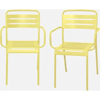 sweeek - 2er-Set Gartensessel aus Stahl  - Gelb - Gelb