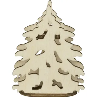 Aufsteck- Holz-Dekobaum für Weihnachtsbaumbeleuchtungen und Lichterbögen BxHxT 5,5x6,5x2,5cm - Naturbelassen