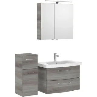 Pelipal Badezimmer , Graphitfarben , Holzwerkstoff , 4-teilig , 3 Fächer , 2 Schublade(n),insgesamt: 3 Schublade(n) Schubladen , 112 cm , Made in Germany , hängend , Badezimmer, Badmöbelsets & Badmöbelserien, Badmöbel-Sets