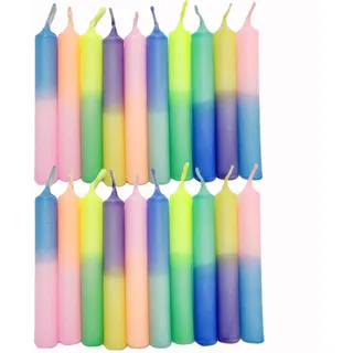 GLOWYBOX Geburtstagskerzen für Kerzenring Kerzen für Kindergeburtstag bunte Kinderkerzen Geburtstagszug Minikerzen bunt Baumkerzen bunt neon dip Dye Kerzen regenbogen pastell (20)