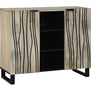 Sideboard Weiß 90 x 33 x 75 cm massives Mangoholz - Weiß