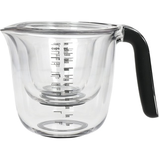 KitchenAid 3er Set Messbecher, Spülmaschinenfest – großer 1-Liter Becher (4 Cups), 500ml Becher (2 Cups), und 250ml Becher (1 Cup) – Schwarz