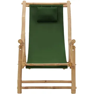 vidaXL Liegestuhl Bambus und Canvas Grün - Grün