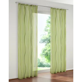 Gardine OTTO HOME "Dimona" Gr. 1, grün, B:140cm H:145cm, Voile, Polyester, Gardinen, Gardine, 2er-Set, transparent, Voile, Polyester