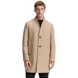 Wolljacke TOM TAILOR DENIM, Herren, Gr. L, beige sanftes weiß brushed twill, Web, Obermaterial: 73% Polyester, 23% Wolle, 2% Polyacryl, 1% Viskose, 1% sonstige Fasern. Futter: 100% Polyester, unifarben, regular fit ca. Mitte Oberschenkel, Jacken Wolljacke, mit Stehkragen