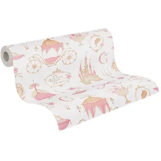 ascreation A.S. Création Kinderzimmer-Tapete Lilly & Luis - Strapazierfähige Vliestapete in Prinzessin-Optik - 10,05 m x 0,53 m - Beige, Creme, Rosa - Made in Germany – 771301