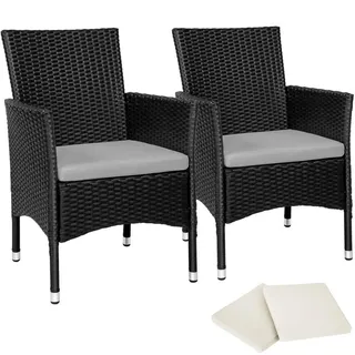 Tectake Rattanstuhl Gartenstuhl-Set 59 x 57 x 85 cm schwarz 2 St.