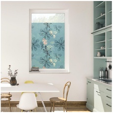 Bild Fensterfolie selbstklebend, Sichtschutz, Aqua Floral blau B/L: ca. 100x180 cm