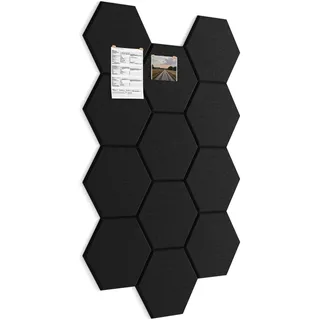 Topnaca 12 Stück Pinnwand Fotowand Pinwand Filz Selbstklebend Wand Büro Schwarz Modern, Korkwand Filzpaneele Notice Board Große Fläche Zum Organisieren von Foto Notizen Dekoration Für Klassenzimmer