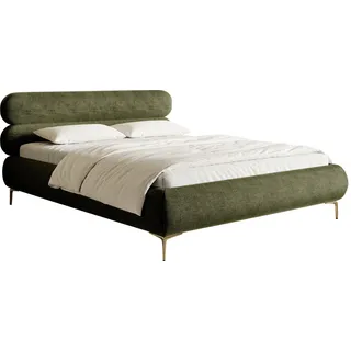 Selsey Roule - Polsterbett in Olivgrün mit goldenen Füßen, 140 cm - Grün